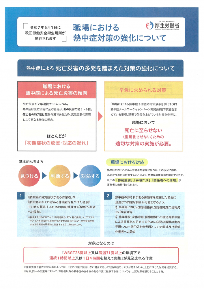【職場における熱中症対策の強化について】